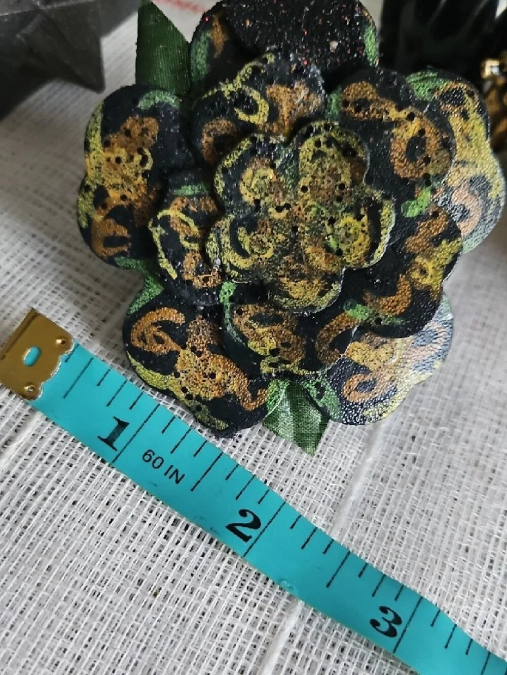 Handcrafted Genuine Leather Hand Tooled & Painted Pet Collar Floral Accent NEW